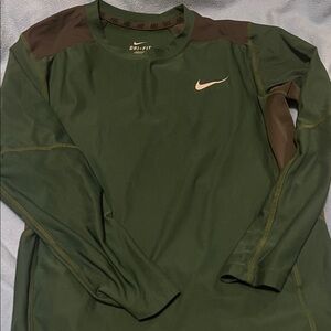 Nike Olive Green Dri-FIT Long Sleeve Shirt